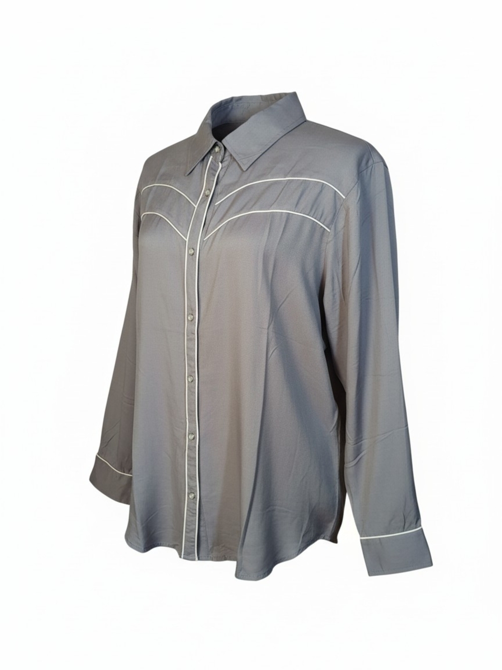 Vintage Goa Classic Grey Button-Up Shirt with White Piping NWT Sz XL